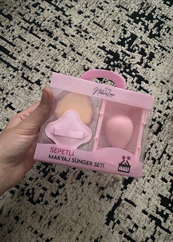Sepetli Pembe Makyaj Sünger Seti - Görsel 2
