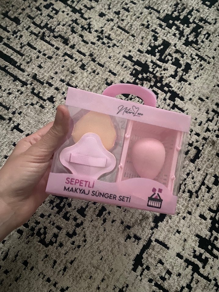 Sepetli Pembe Makyaj Sünger Seti - Görsel 2