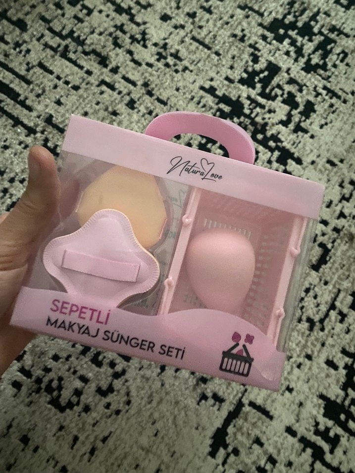 Sepetli Pembe Makyaj Sünger Seti - Görsel 3