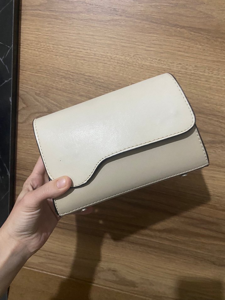 Gri Beyaz Deri Kadın Çanta - Görsel 2