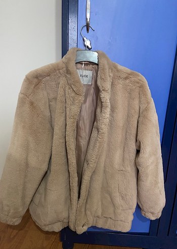 Bej Kadın Suni Kürk Ceket - Görsel 4