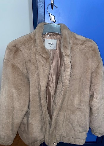 Bej Kadın Suni Kürk Ceket - Görsel 3