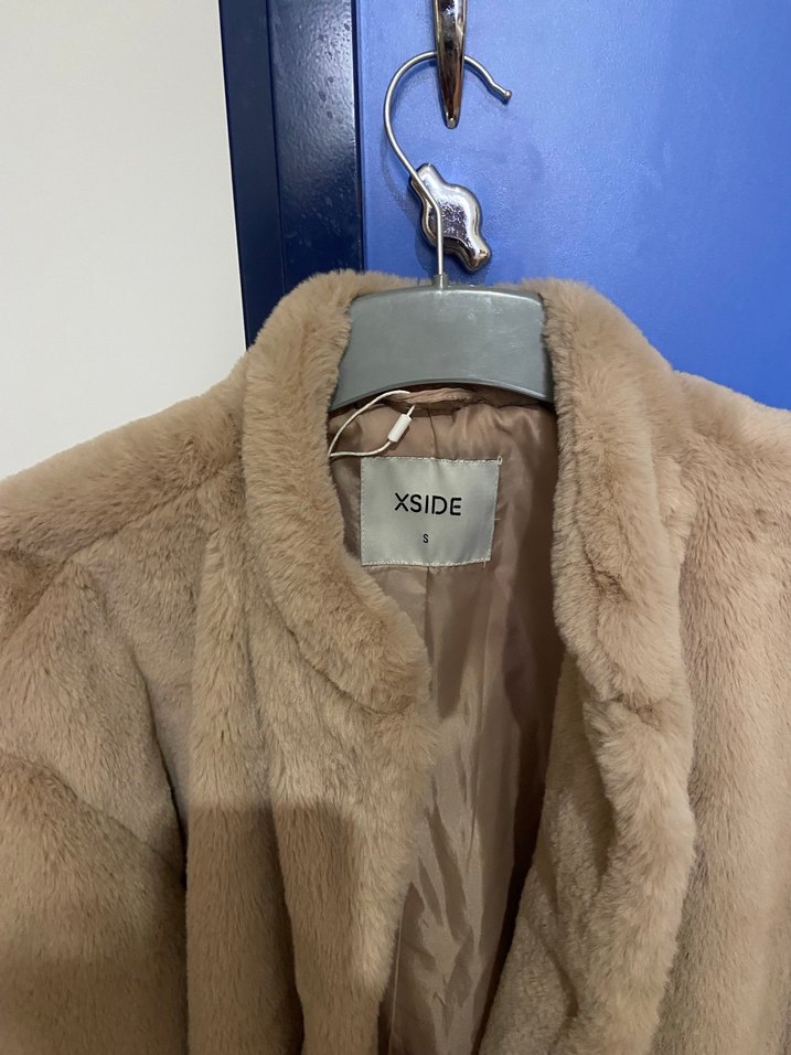 Bej Kadın Suni Kürk Ceket - Görsel 2