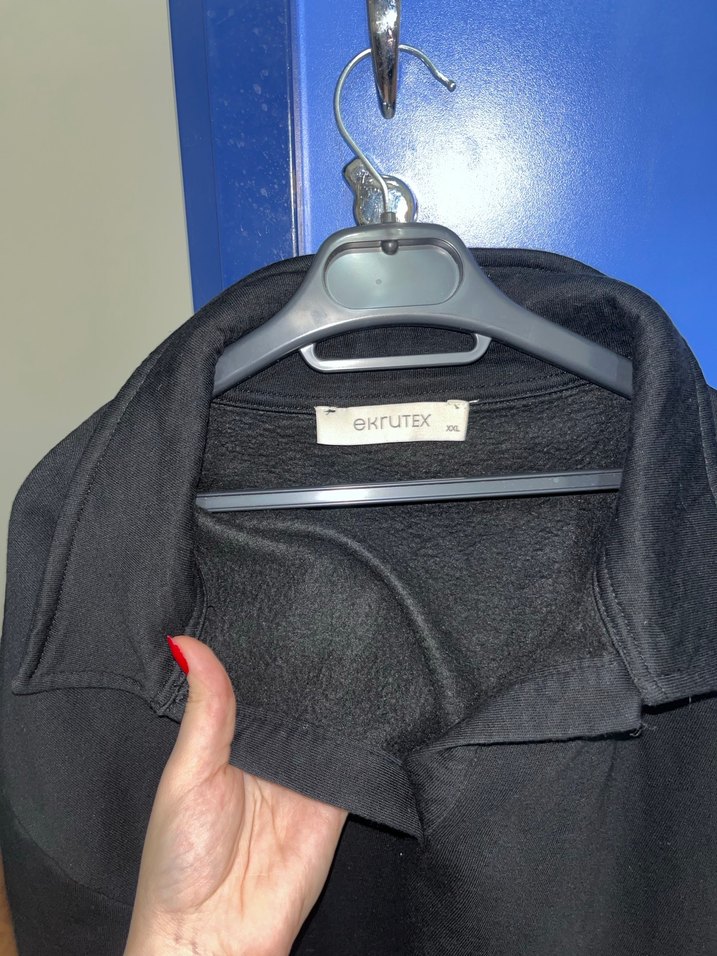 Kadın Siyah yakalı sweat üç iplik kalın - Görsel 3