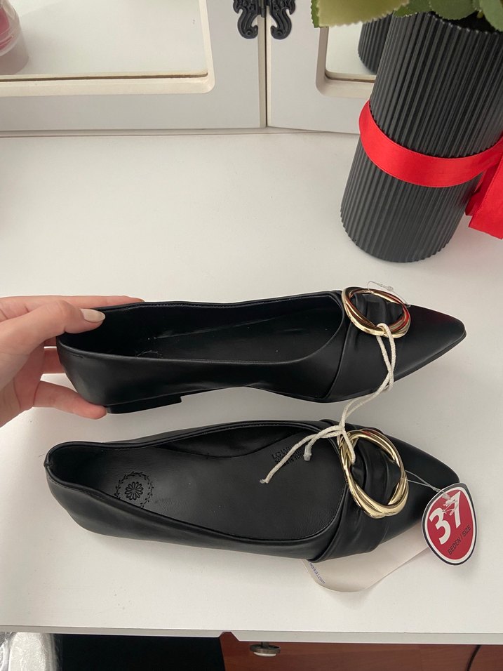 Siyah Tokalı babet Kadın Ayakkabı - Görsel 2