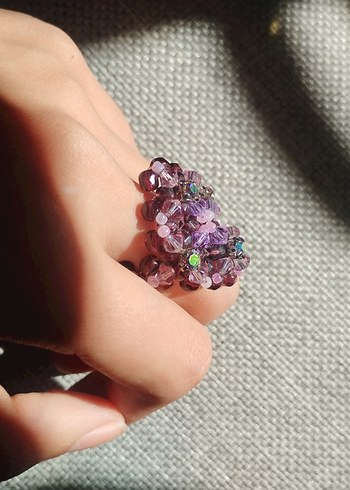 El emeği Mor Boncuklu Gotik Kadın Yüzük - Görsel 3