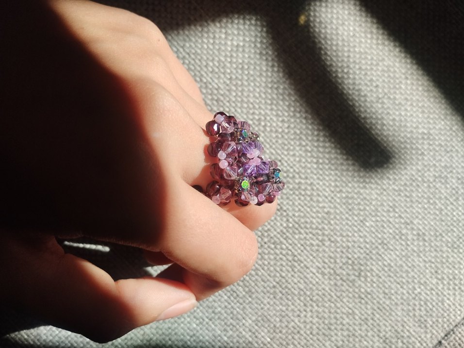 El emeği Mor Boncuklu Gotik Kadın Yüzük - Görsel 3