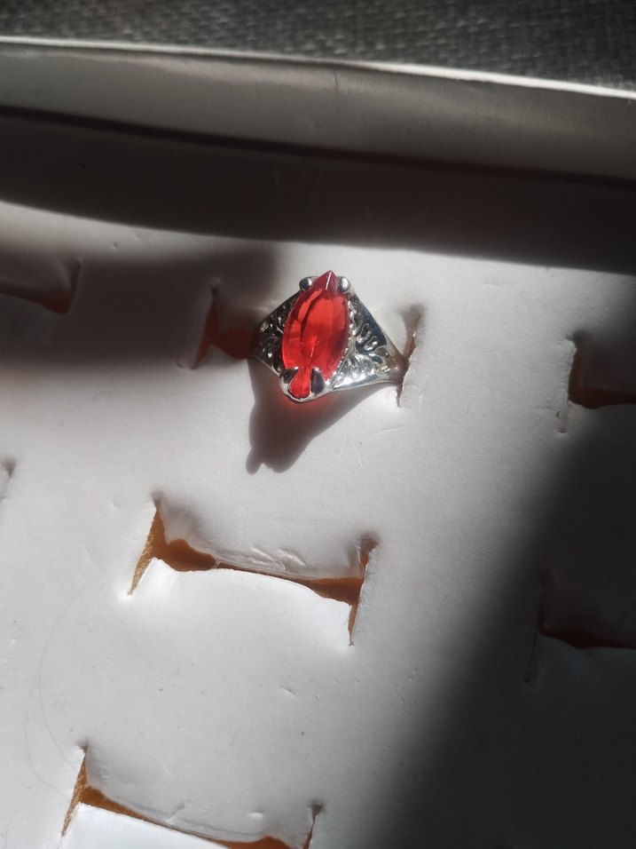 Kırmızı Taşlı Vintage Bohem Yüzük - Görsel 2