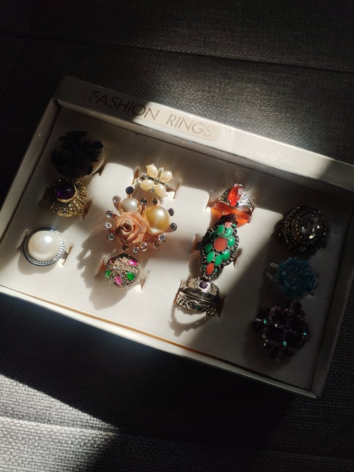 Renkli Payetli Bohem Kadın Yüzük Seti - Görsel 2