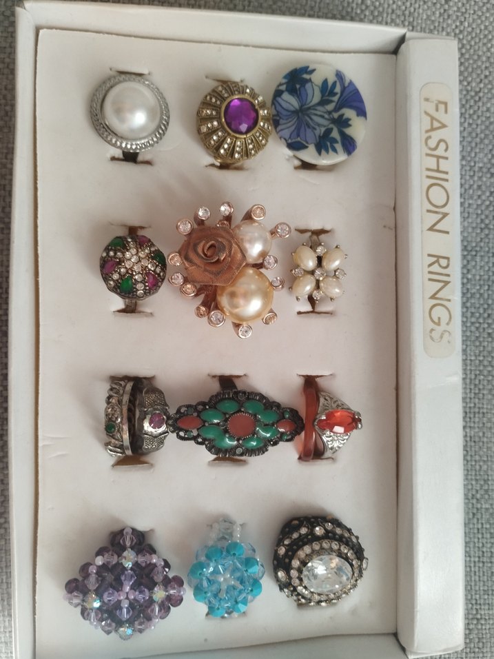 Renkli Payetli Bohem Kadın Yüzük Seti - Görsel 3