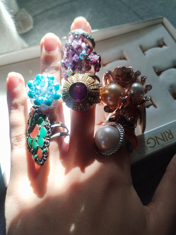 Renkli Payetli Bohem Kadın Yüzük Seti - Görsel 4