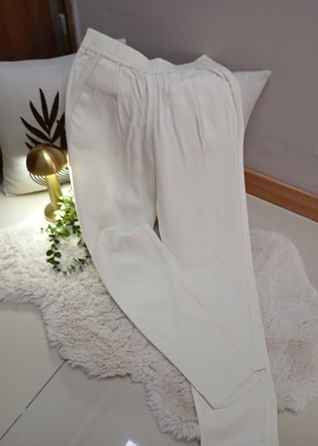 Kadın Açık krem Keten Rahat Pantolon