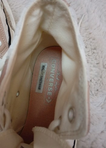 38 Beden Orjinal Converse Çizgili ve Toz Pembe Beyaz Kadın Spor Ayakkabı