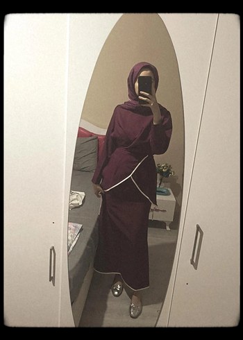 Zara Bordo Kadın Uzun Kollu Dar Kesim Uzun Elbise