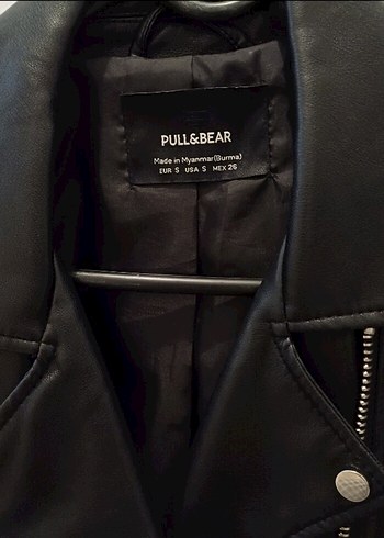 s Beden Siyah Kadın Deri Biker Ceket