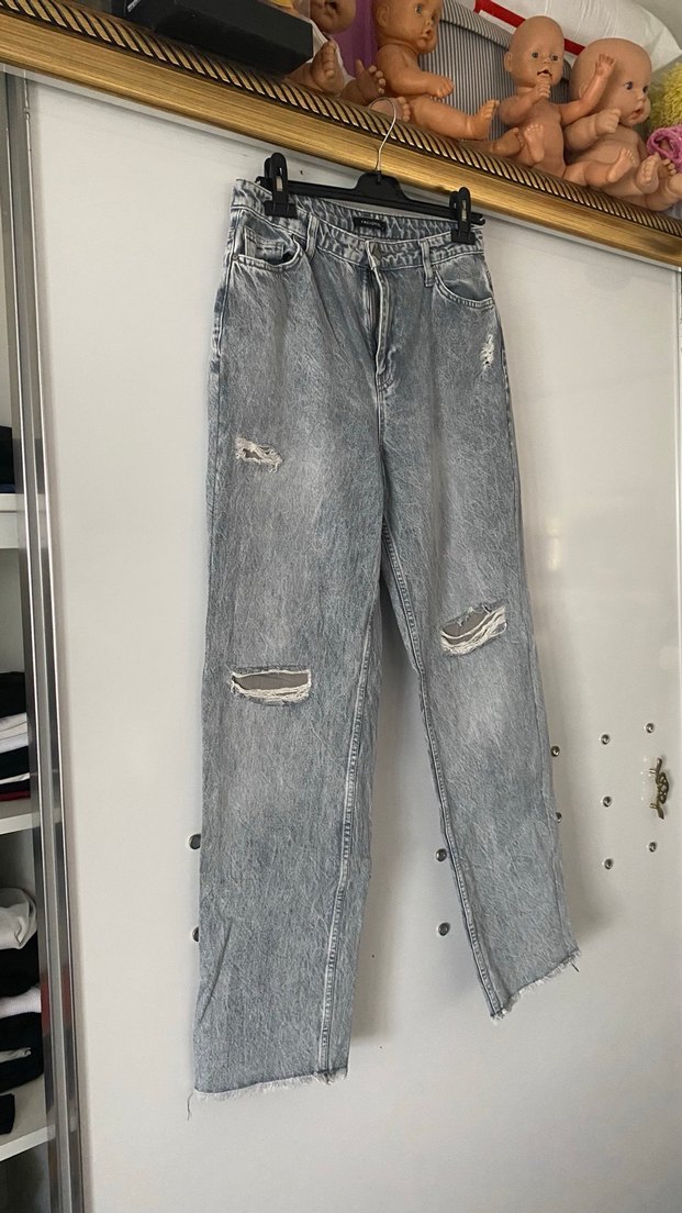 Gri boy friend Kot Pantolon - Görsel 3