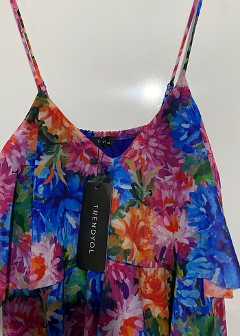 Renkli Fırfırlı Mini  Elbise - Görsel 3