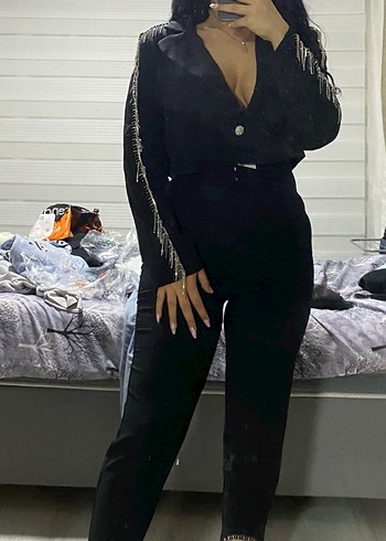 40 Beden Taşlı siyah blazer