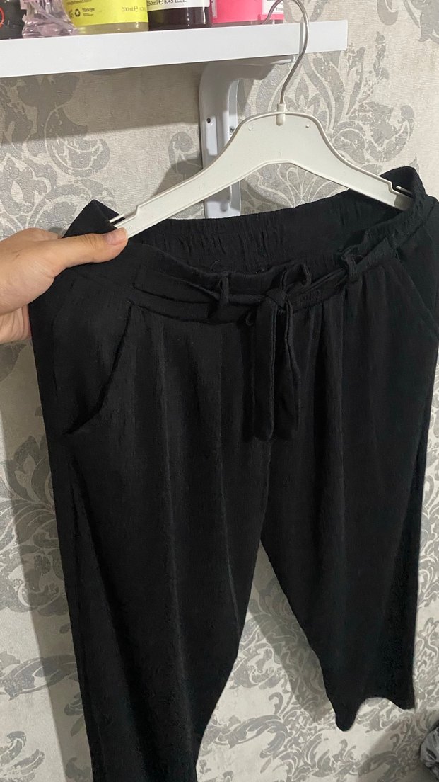 Siyah Salaş Kadın Pantolon - Görsel 4