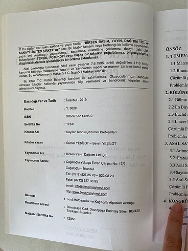  Beden Sayılar teorisi kitap