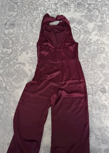 Bordo Drapeli Straplez Kadın Tulum - Görsel 2