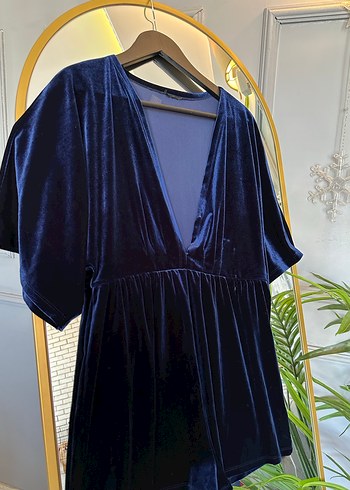 TopshopLacivert Kadife Mini Tulum - Görsel 4