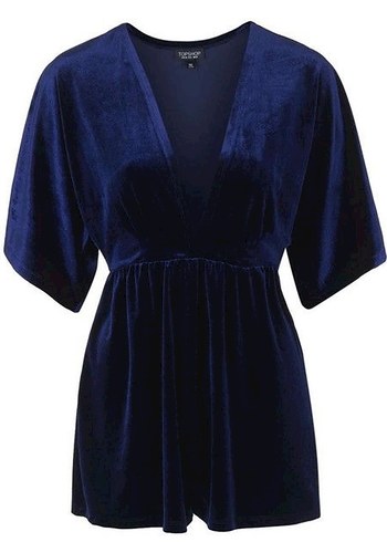 TopshopLacivert Kadife Mini Tulum - Görsel 3