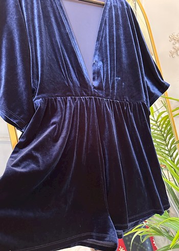 TopshopLacivert Kadife Mini Tulum - Görsel 6