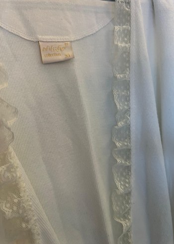 Nakış Detaylı Bohem Uzun Beyaz Kadın Sabahlık - Görsel 5