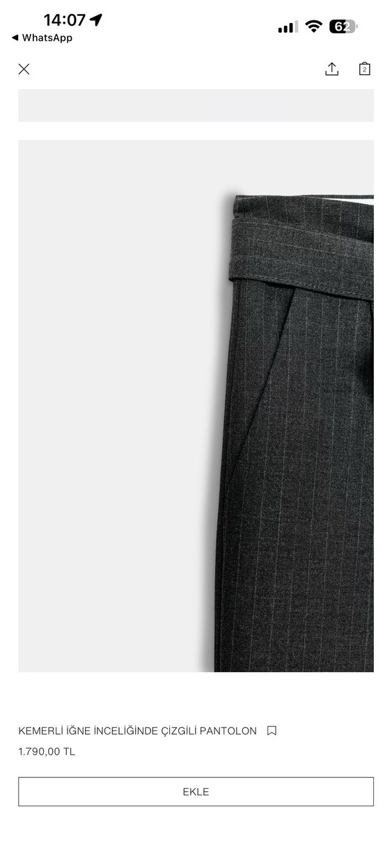 Zara KEMERLİ ÇİZGİLI PANTOLON - Görsel 3