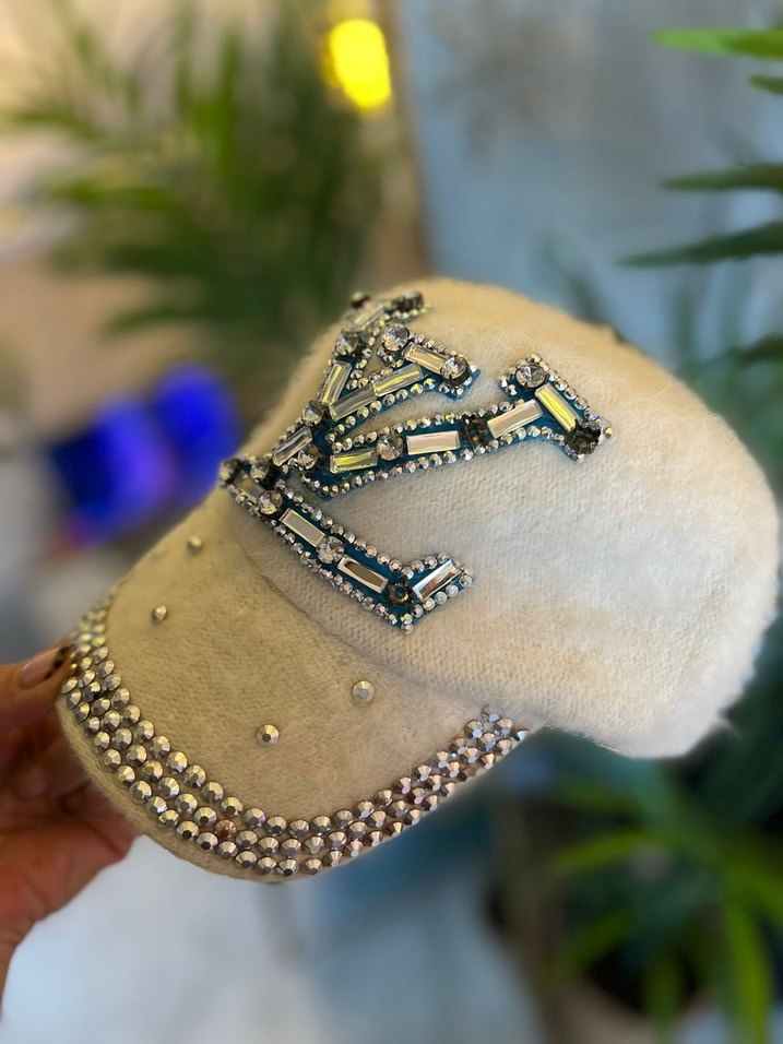 Beyaz Payetli Kadın Şapka - Görsel 4