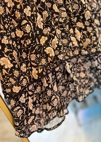 Zara Uzun Kollu Siyah Desenli Bohem Midi Elbise - Görsel 5