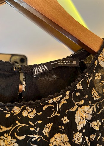 Zara Uzun Kollu Siyah Desenli Bohem Midi Elbise - Görsel 6