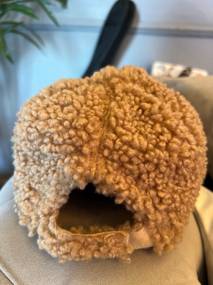 Kahverengi Yün Kadın Şapka Kürklü - Görsel 3