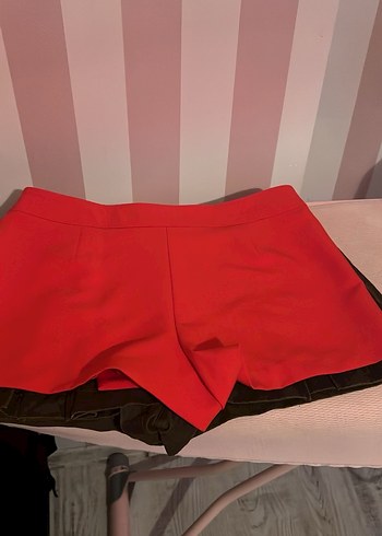 Zara Kırmızı Mini şort Etek - Görsel 5