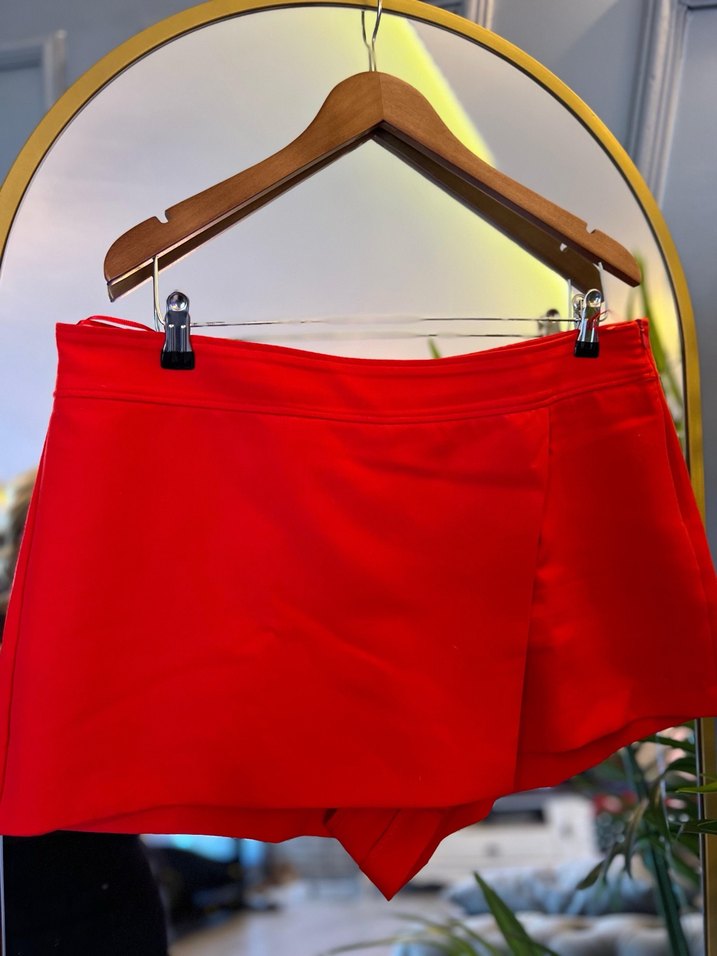 Zara Kırmızı Mini şort Etek - Görsel 2