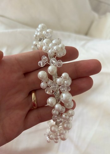 İnci Boncuklu Beyaz Saç Aksesuarı - Görsel 2