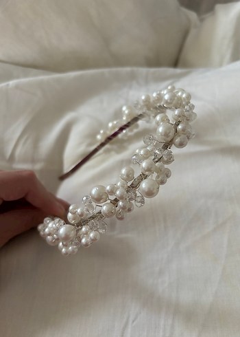İnci Boncuklu Beyaz Saç Aksesuarı - Görsel 3