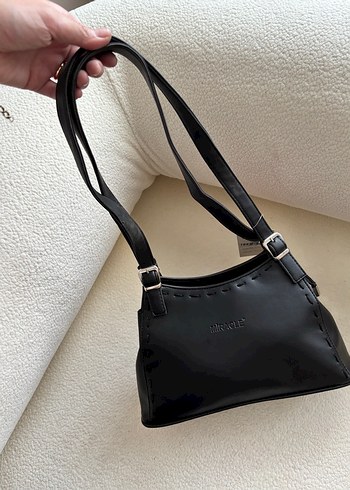 Siyah Deri Tokalı Kadın Çanta - Görsel 3