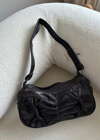 Siyah Deri Kadın Omuz Çantası - Görsel 2