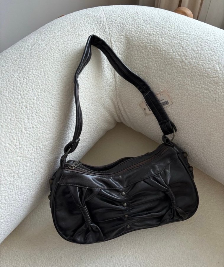 Siyah Deri Kadın Omuz Çantası - Görsel 2