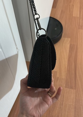Siyah Örgü Kadın Çanta Tokalı - Görsel 3