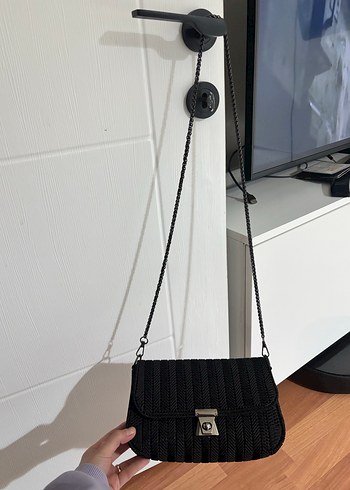 Siyah Örgü Kadın Çanta Tokalı - Görsel 2