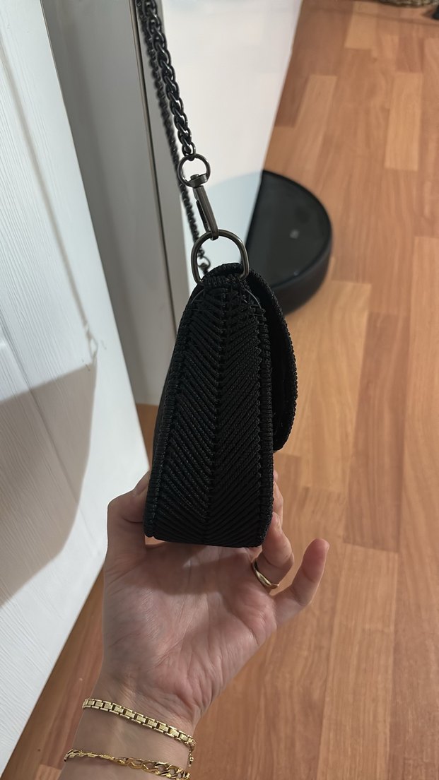 Siyah Örgü Kadın Çanta Tokalı - Görsel 3