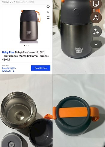 Babu Plus Gri Çocuk Termosu - Görsel 3