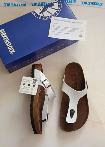 Beyaz Tokalı Kadın Terlik - Birkenstock