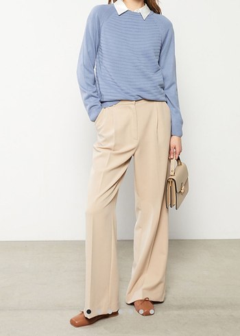 LC Waikiki Kadın Mavi Uzun Kollu Triko Kazak - Görsel 2