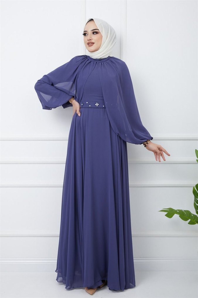 Pelerin detaylı elbise_42/46 beden - Görsel 2