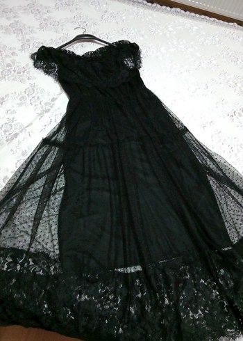 Siyah tül elbise - Görsel 4