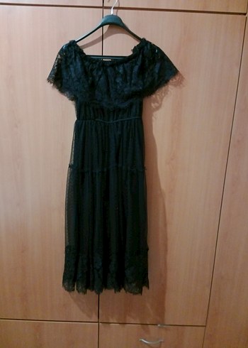 Siyah tül elbise - Görsel 3